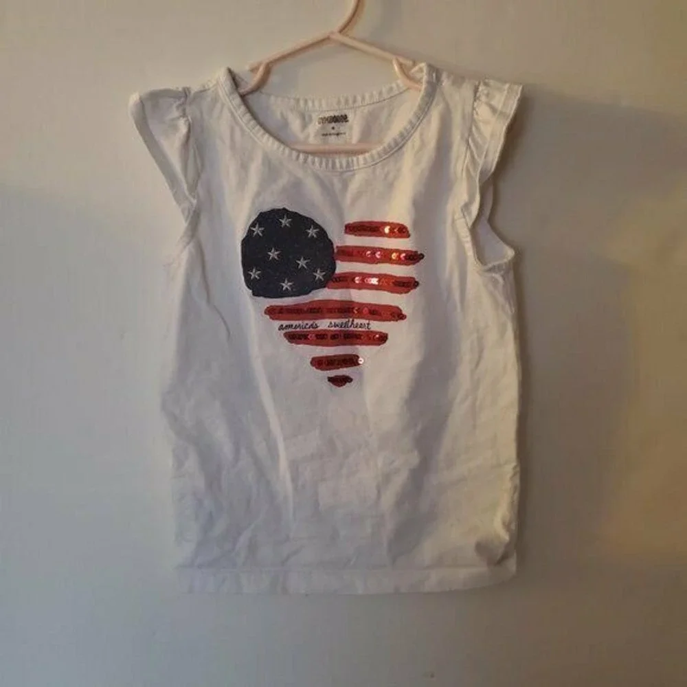 Gymboree America's Sweetheart White Sequin Tee 6